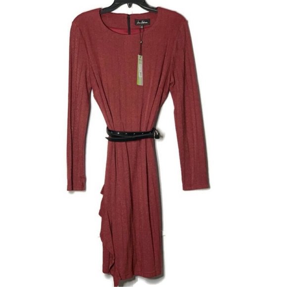 NWT - SAM EDELMAN Asymmetrical Ruffle Hem Knit Dress - 10 - Picture 4 of 7